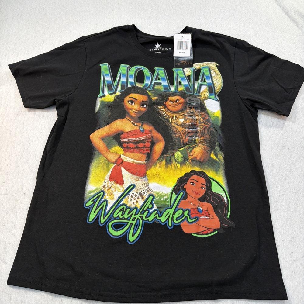 Walt‎ Disney MOANA T-shirt Unisex Medium NEW w/ TAG Black Short Sleeve Shirt